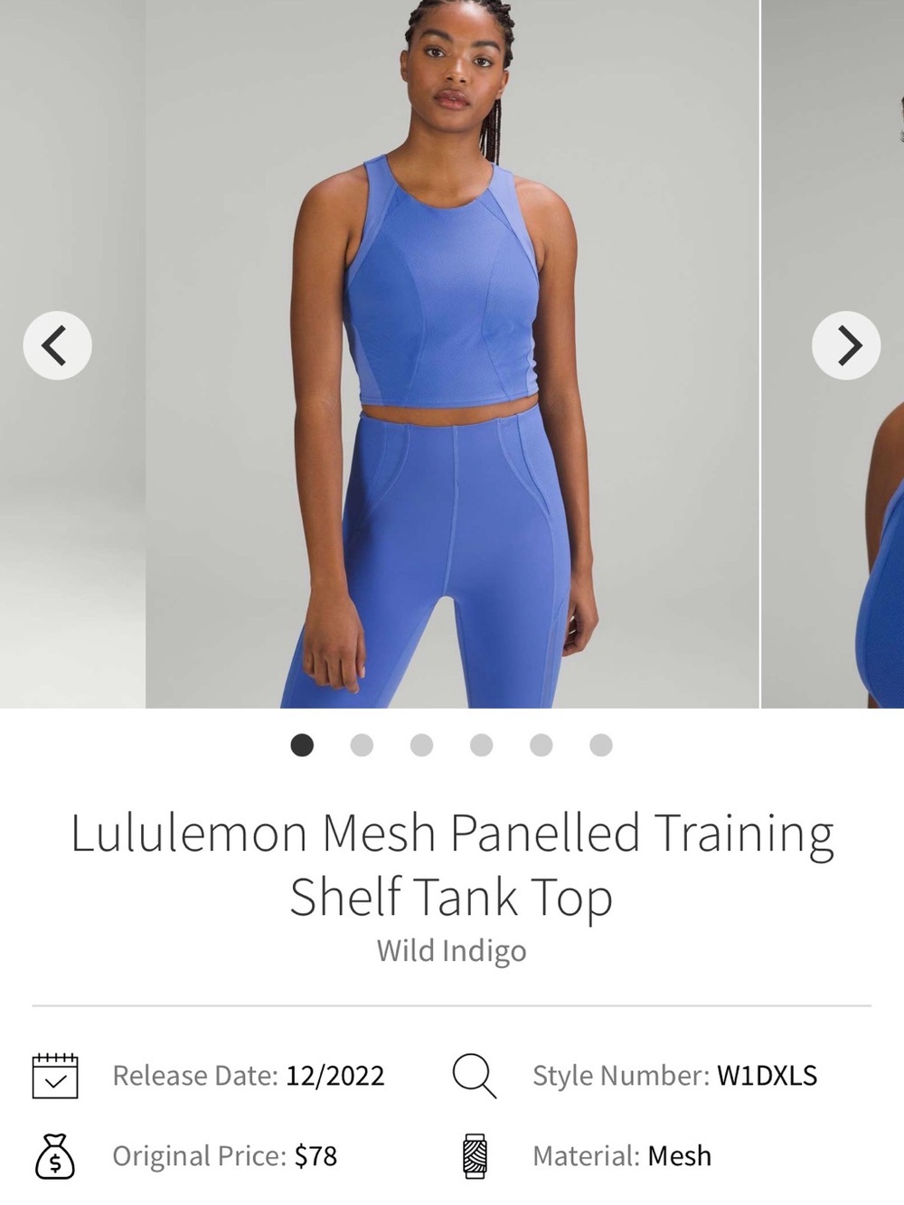 lululemon athletica Wild Indigo Cropped Mesh-Panel Tank